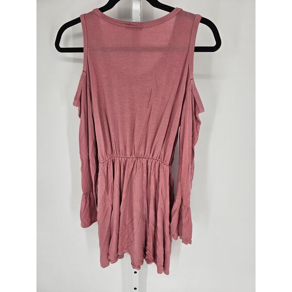 Pinc Women's Blush Pink Scoop-neck Cold Shoulder Fared Blouse Size M - Picture 2 of 4